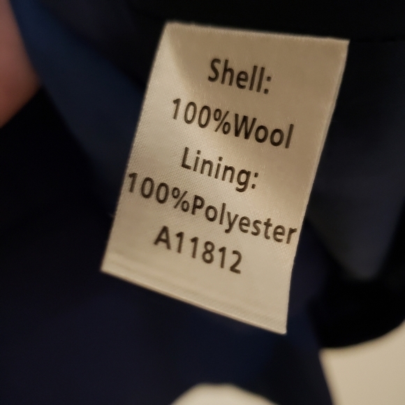 Vintage Lester Square Wool Blazer Navy Blue Size 12 - Picture 10 of 12